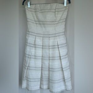 White House Black Market strapless white/ cream & black cocktail dress. Size 2